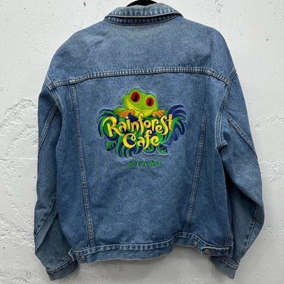 Chaqueta vaquera vintage años 90 Rainforest Café Miami Frog lavado medio Foto 1 de 4