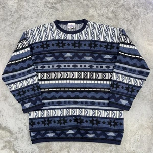 Vintage JJ Poole Sweater Mens Medium Geometric Knit Crewneck textured coogi - Picture 1 of 8