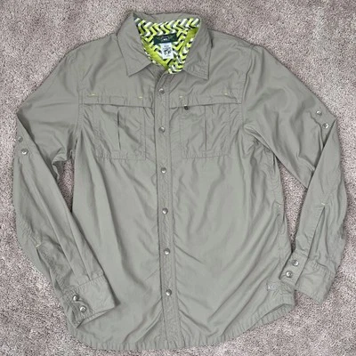 REI Shirt Boys L 14/16 Brown Nylon Hiking Fishing Lightweight Button Outdoor - Image 1 of 4
