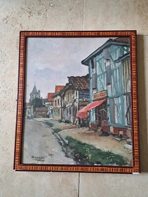 André Romand, Vista De Village, Óleo Sobre Panel, XX °. - Imagen 1 de 4