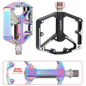 Mountain Flat Pedals MTB Road Bike Bicycle 3 Bearing Metal Alloy Platform Pedal - Picture 1 of 14