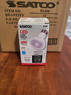 Satco S9388 6.5PAR16/LED/40'/3000K/120V ,1- box contains 12-bulbs - Image 1 of 4