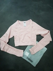New Blush Pink Gymshark Glow Seamless Crop Top Size S Small - Picture 1 of 5