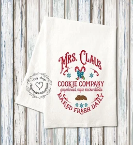 Mrs. Claus Cookie Company Christmas Flour Sack Fabric Dish Towel #1120 - Picture 1 of 6