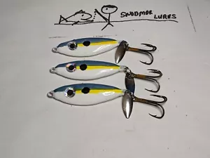 3 - 3/4 oz Threadfin SHAD Fishing Casting Jigging Slab Lead Spoons Lures - Picture 1 of 6