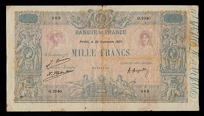 FRANCE 1000 FRANCS 1925 PICK # 67j  FINE. - Image 1 of 2