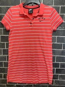Nike Cotton Polo Dress Girls XL Striped Coral Pink White - Picture 1 of 6