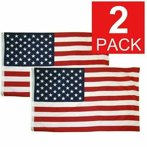 2x3 American Flag w/ Grommets USA United States of America US Flags 2 Pack U.S.A - Picture 1 of 2