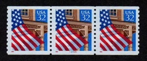 USA, SCOTT # 2913, STRIP OF 3 STAMPS - PNC3 # 44444 FLAG OVER PORCH, WAG, MNH - Picture 1 of 1