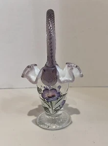 Fenton Floral Glass Basket Vintage Hand Painted And Signed By D. Fredrick - Picture 1 of 10