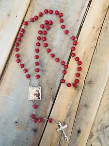 Custom Photo Rosary Glass Bead Charm Necklace With Your 2 Pics Memorial Keepsake - Picture 1 of 8