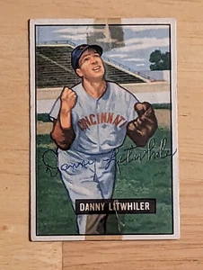 DANNY LITWHILER SIGNED AUTOGRAPHED 1951 BOWMAN CARD # 179 CINCINNATI REDS - Picture 1 of 2