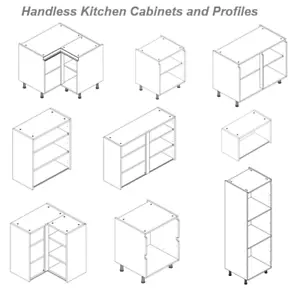 HANDLESS GOLA KITCHEN UNITS - BASE - WALL - CABINET - CARCASS - Flat Pack MFC - Picture 1 of 158
