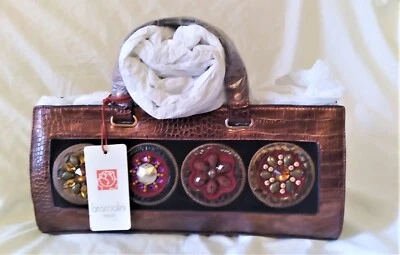 Braccialini brand new handbag bag tote flower crystal stone snake leather - Image 1 of 3