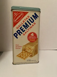 Vintage Nabisco Premium Salz Cracker Dose 14 Unzen blauer Deckel zweisprachig USA kein UPC - Bild 1 von 7