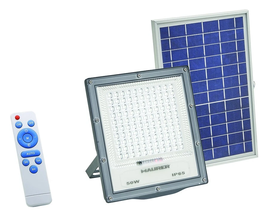 proiettore faro led con pannello solare 50 w 600 lumen  batteria 5 ah MAURER - Immagine 1 di 1