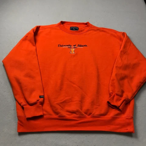 VINTAGE Illinois Fighting Illini Sweatshirt Mens XL Orange Jansport Crewneck 90s Cover