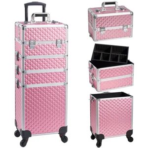 Trolley Makeup 4in1 Valigetta Rosa Trucco Estetista Beauty Case Ruote Staccabili - Foto 1 di 11