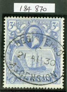 Sg 14c Ascension 1924-33 3D Blau Wmk Mult Skript Ca Auswahl Cleft Fels. Sehr - Picture 1 of 1