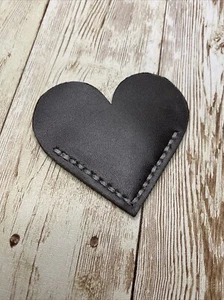 Handmade Corner Page Bookmark Heart Shaped Rustic Leather Dark Gray - Picture 1 of 4