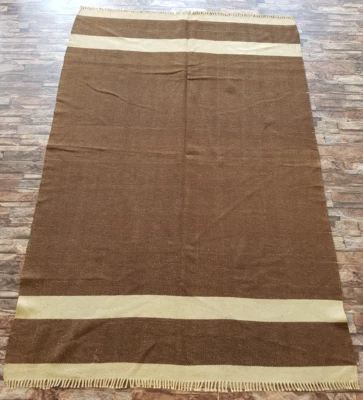 Alfombra de piso Kilim vintage hecha a mano tradicional a rayas marrones 202x136 cm Foto 1 de 4
