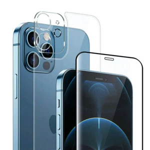 Tempered Glass Front Back And Camera Protector HD For iPhone 15 14 13 12 Pro Max - Picture 1 of 19