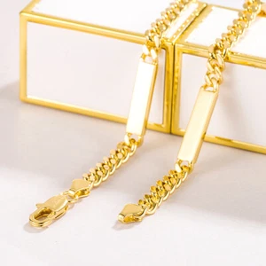 925 Sterling Silver Cuban Link Chain ID Necklace Hip-Hop Punk Rock for Men Women - Picture 1 of 5