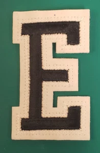 Black & White Letter Patch Iron / Sew on Embroidered 3" Letter -(E)- From USA - Picture 1 of 3