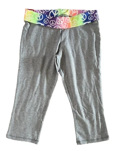 SO Girl's Yoga Capri Gray/Multi Colored Peace Leggings - Size 14 1/2 - New/NWT - Picture 1 of 3