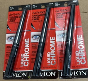 3 Packs Revlon So Fierce! Chrome Ink Liquid Eyeliner Pen, 901 Gunmetal - Picture 1 of 7