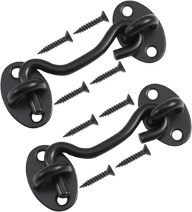2 Pack 4 Inch Privacy Hook and Eye Latch for Barn Door Lock Cabin Hooks - Picture 1 of 12