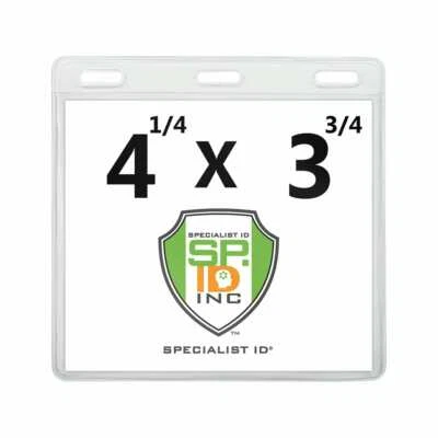 Bulk 100 Pack - Badge Holder Horizontal 4x3 - Large Vinyl Nametag Event Covers - Image 1 of 3