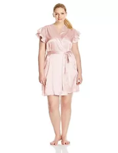 Oscar de la DELA Renta Pink Label Satin kurzer Wickel Morgenmantel 6841100 XS / S - Bild 1 von 1