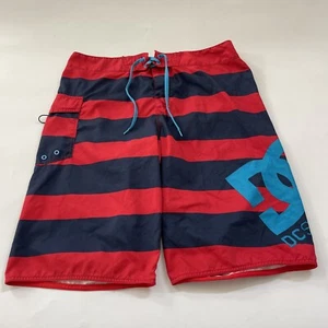DC Shoe Co costume da bagno uomo tavola corto blu rosso a righe taglia 36 skater Y2K - Foto 1 di 10