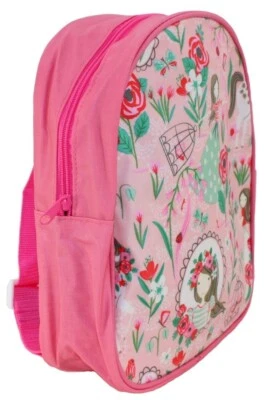 GISELA GRAHAM Mädchen 30 cm RUCKSACK rosa Blumen PVC abwischbare Tasche Tragetasche - Bild 1 von 4