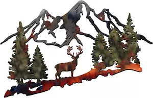 Metal Deer Wall Art Forest Deer Wall Decor Metal Mountain Deer Cabin Decor Home - Picture 1 of 8