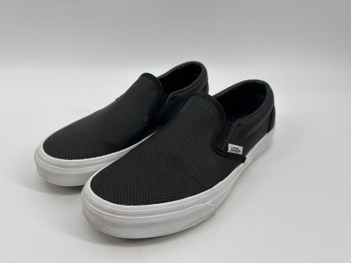 Mocassino donna Vans taglia 7 5 Asher slip on pelle nera traforato skateboard