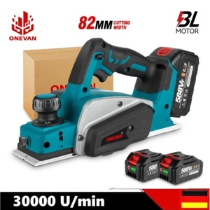 Akku-Hobel Bürstenlos Elektrohobel Handhobel Hobelmaschine 82mm mit 2 Batteries - Bild 1 von 19