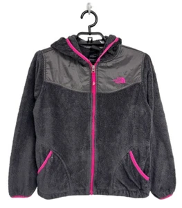 The North Face Girl's Dark Gray Sherpa/Fleece Full Zip Hooded Jacket Size L - Picture 1 of 9