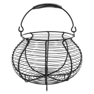 Wire Basket Iron Round Grocery Kitchen Vintage Storage Baskets with Handles - Picture 1 of 12