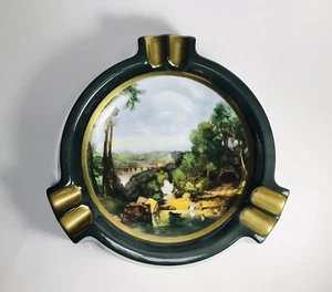 Gerold Porzellan Tettau Bavaria Vintage Porcelain Painted 7" Ashtray - Picture 1 of 10