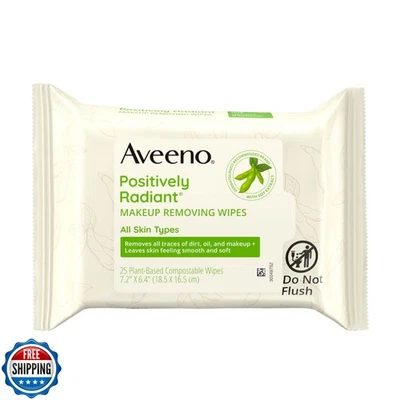 Toallitas desmaquillantes Aveeno positivamente radiantes, toallitas faciales individuales suaves  Foto 1 de 4