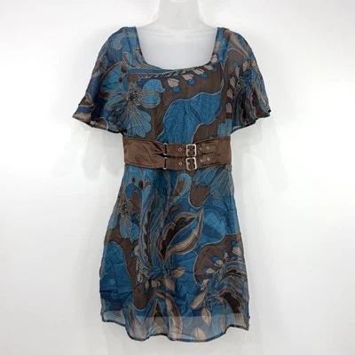 Vestido Arden B Para Mujer M Floral Nuevo con Etiquetas Y2K 100% Seda Bosque Hada Grunge Cinturón Foto 1 de 4