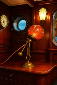 Vintage Brass Gimbal Lamp Crackle Glass Globe Maritime Nautical Ship Cabin Light - Picture 1 of 18