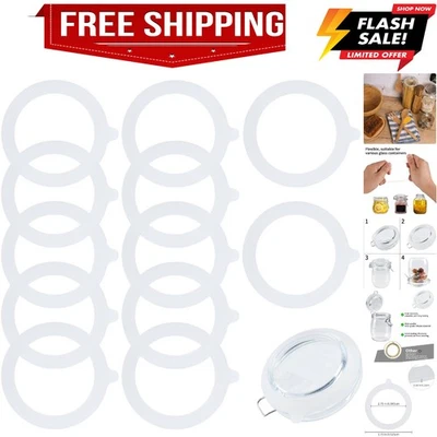 12 Piezas Sellos de Goma para Tarros de Vidrio, Silicona Hermética y A Prueba de Fugas Reemplazo... Foto 1 de 4