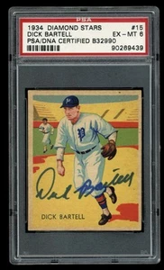 1934 Diamond Stars #15 Dick Bartell Autograph Auto PSA 6 EX-MT RARE - Bild 1 von 2
