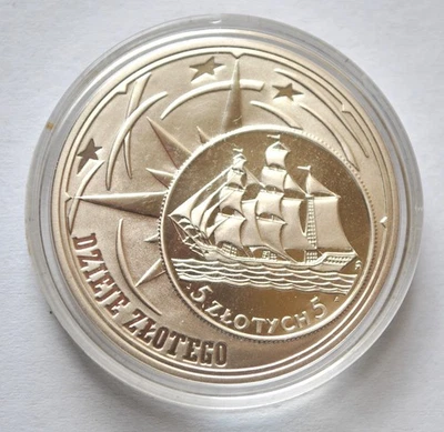 Poland 10 Zlotych, 2005 History of Polish Zloty Sail Ship Gdynia, , UNC AG14.14 - Image 1 of 2