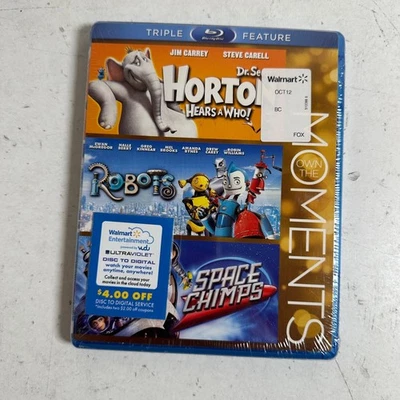 Horton Hears a Who! Robots Space Chimps (Blu-ray) Triple Feature Movies Sealed - Image 1 of 4