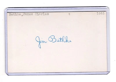 JIM BETHKE INDEX CARD SIGNED 1965 NEW YORK METS PSA/DNA CERTIFIED - Image 1 of 2