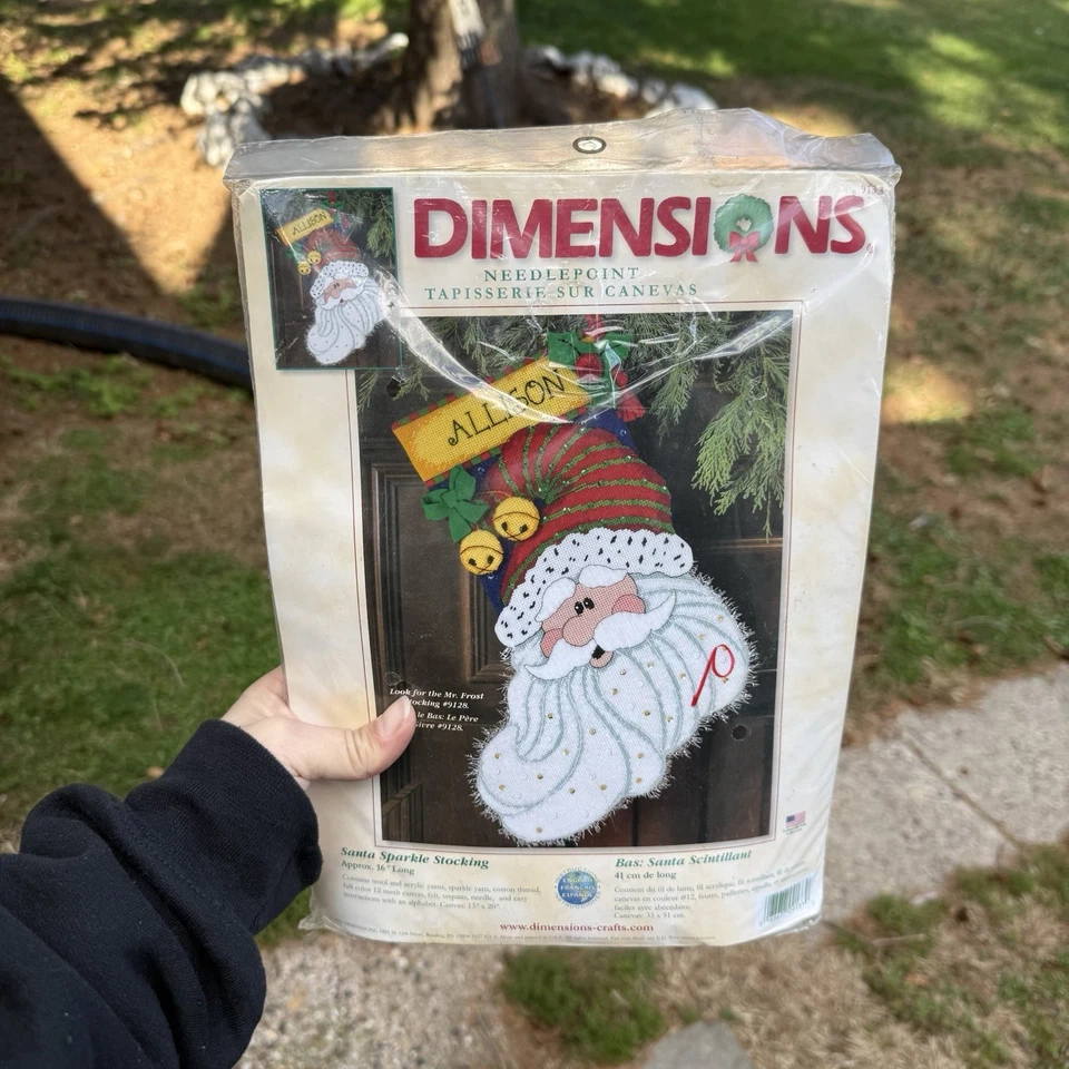 Vintage Dimensions Santa Sparkle Stocking Needlepoint Kit Complete - image 1 of 3